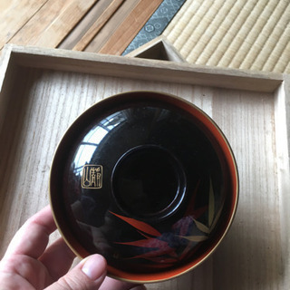 漆器 ５枚セット 竹模様の画像