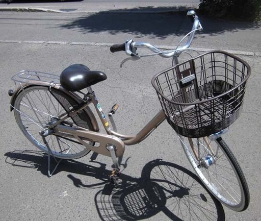 南12条店 シティサイクル 自転車 26インチ 3段切替 ベルト駆動 ベージュ カゴ付き