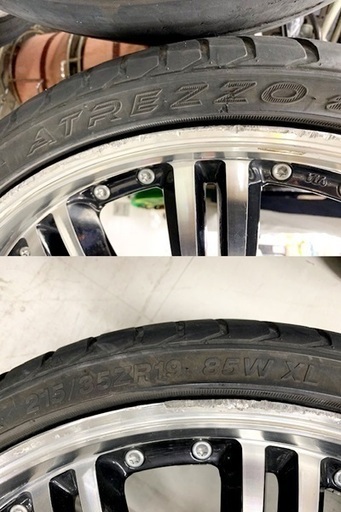 中古 BADX バドックス ロクサーニ EX マトリックスジュニア ブラック/ポリッシュ 19インチ 7.5J 5穴 114mm SA