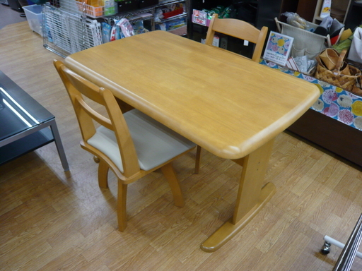 ニトリ 二人掛けダイニングセット ダイニングテーブル 食卓テーブル 木製 ナチュラル 幅:117cm 札幌 西岡店