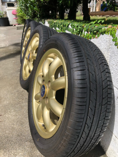 ミニライト ダイハツ純正 14インチ ホイール＆タイヤ4本セット 希少ゴールド PCD100 4.5J +45 165/55/R14