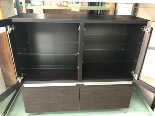 【リサイクルサービス八光　田上店　配達・設置OK】ダークブラウン　ロータイプ食器棚