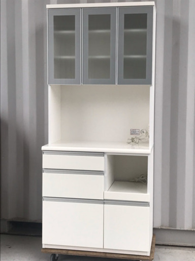 格安で！ニトリ レンジボード◇食器棚◇キッチンボード◇CLAUDE-90KB-WH