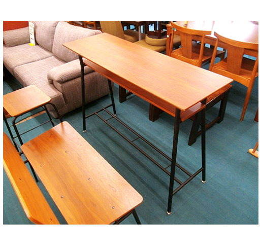 札幌【ウォールナット材使用 カウンターテーブル】幅120cm 組立て不要 木目 ダークブラウン/こげ茶色系 ミドルブラウン 男前 インダストリアル ブルックリン NEWベラ  本郷通店