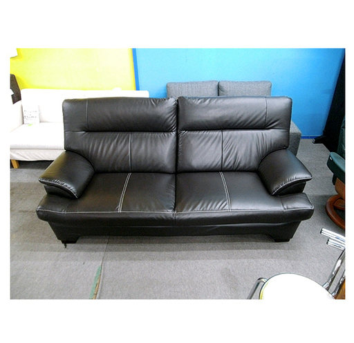 ホクレンホームセンター取扱品【白いステッチの2.5人掛けソファ】幅185cm ランプブラック/油煙色 合成皮革/合皮 ソフトレザー調 分割可能 ソファー 本郷通店