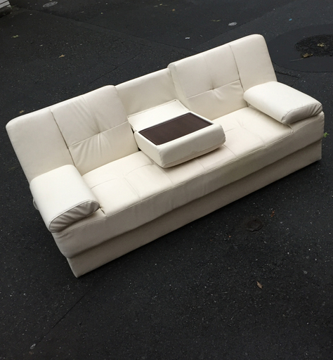 [エイブイ]ソファーベッド 置台付き ホワイト IDC