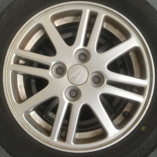 112-3ブリヂストンECOPIA155/65R14 14×4.5J +45 ダイハツ純正アルミホイール付4本セット BRIDGESTONE NH100C