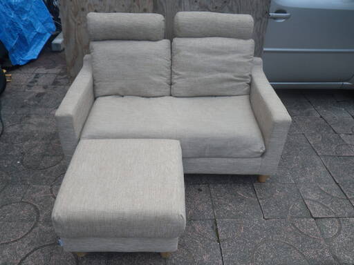 ■配達可■NDstyle 2人掛けソファ オットマン付 ライトブラウン