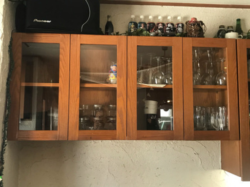 ガ取引中  ラス 食器棚 取り外して持っていける方 カフェ
