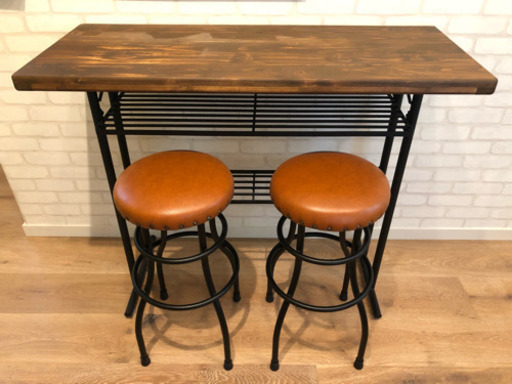 【受付終了】【〜7/29引取希望】バーカウンターテーブル & カウンターチェア2脚 状態良好