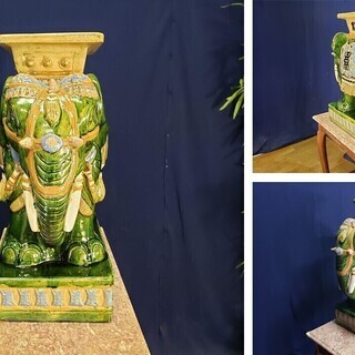 【Ｇ26 陶器製 高さ58㎝ 象の置き物 花台】の画像