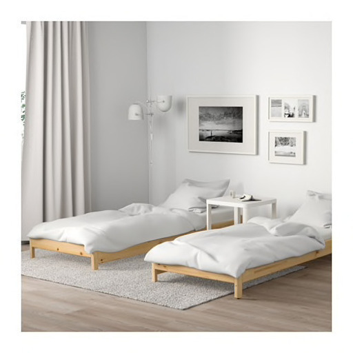 【IKEA】スタッキングベッドフレーム パイン材 +マット2枚付