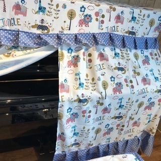 新品 アップライトピアノカバー  イスカバー付き 動物柄 ブルーの画像