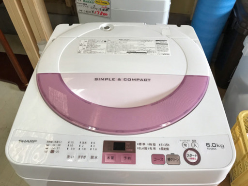 【リサイクルサービス八光　田上店　安心の3か月保証　配達・設置OK】シャープ全自動洗濯機 穴なし槽 6kg ピンク ES-GE6A-P