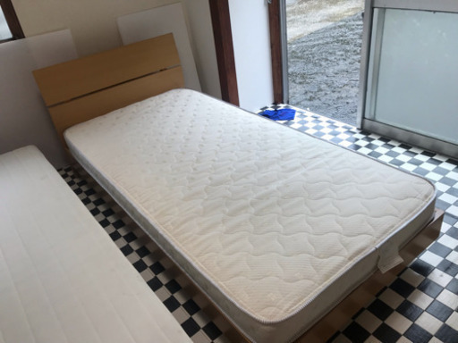 【リサイクルサービス八光　田上店　配達・設置OK】ニトリ　ナチュラル木目　シングルベッド