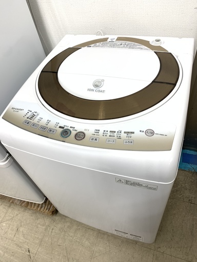 J110 【動作確認、クリーニング済】SHARP　シャープ　洗濯機　ES-A70E7　7Kg　2012年製　給水ホース付き。
