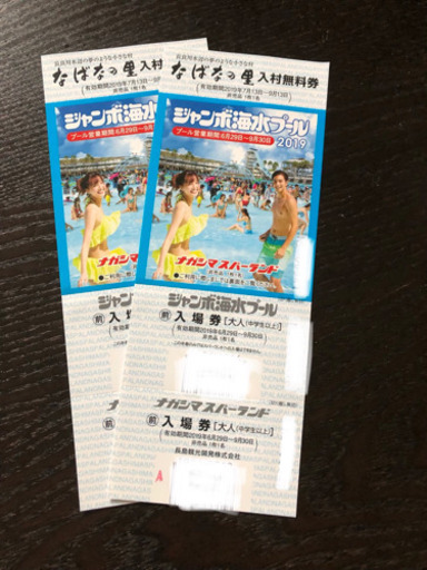 ナガシマジャンボ海水プール入場券 2枚