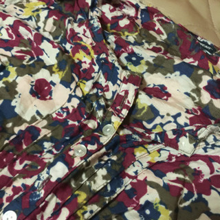 綿＆シルクの襟ぐり切りっぱなしチュニック五分袖ＬＬの画像