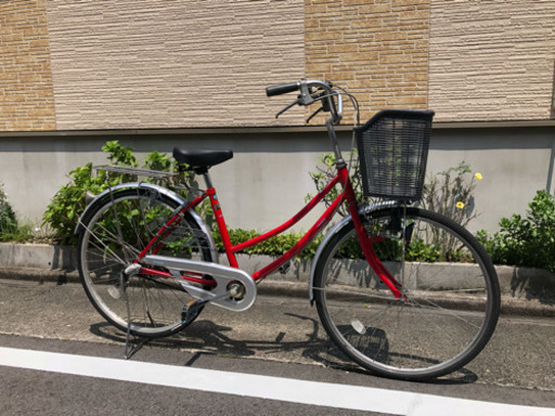 3段変速 26インチ自転車 レッド