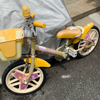 補助輪付き 子供用自転車 プーさん 難ありの画像
