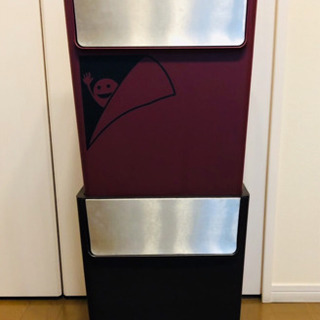 値下！<蓋つきゴミ箱>15Lの二個セット/エンジ色と黒色