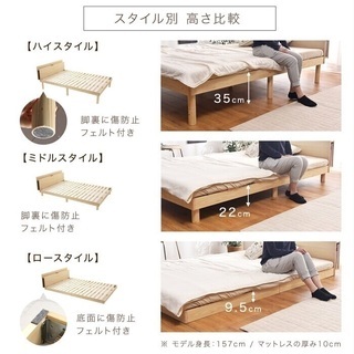 シングルベッド 3つ折りマットレス付き