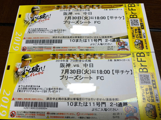 定価以下！7/30 阪神vs中日