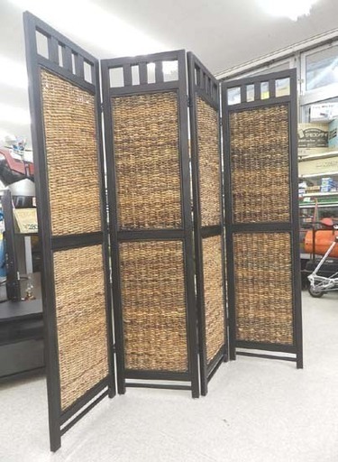 パーテーション 全長185cm 高さ161cm 籐 木製 衝立 仕切り 4枚  アジアンテイスト パーティション☆ PayPay(ペイペイ)決済可能 ☆ 札幌市 北区 屯田