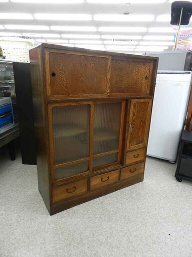 和家具 昭和ガラス戸 茶棚 レトロ 茶箪笥 ☆ PayPay(ペイペイ)支払い対応！ ☆札幌市 北区 屯田