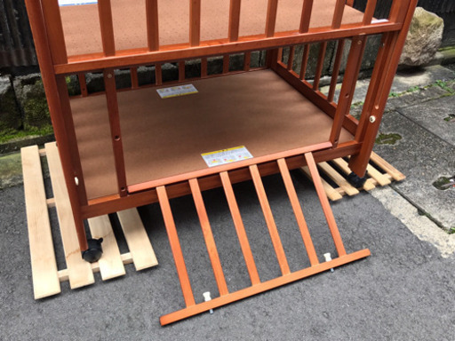 KATOJI カトージ ベビーベッド ミニ立ちベッド ブラウン　＃ベビー用品