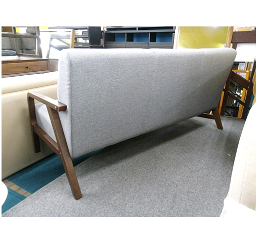 札幌 美品【おしゃれデザインの3人掛けアームソファ】幅154cm グレー/灰色系 ファブリック/布製 ソファー 本郷通店