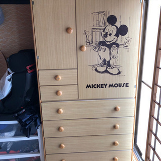 お譲り先決まりました。ミッキー柄タンス、収納、キッズタンス