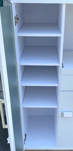 ニトリ 食器棚 キッチンボード ホワイト ※コンセント通電確認済み 75×45×高さ118cm JM4405)【取りに来られる方限定】