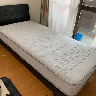 ［使用説明書付］ベッドフレーム+マットレス(シングル)の画像