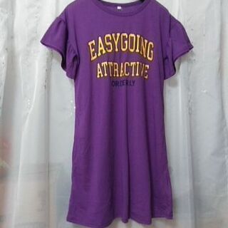 未使用1枚で着れるロンＴ　ワンピース☆袖フリルが可愛い♪甘辛 Tシャツ