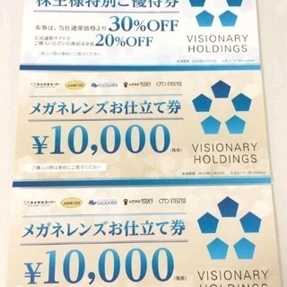 メガネスーパー 株主優待券 (30%割引×1枚、1万円仕立券×2...