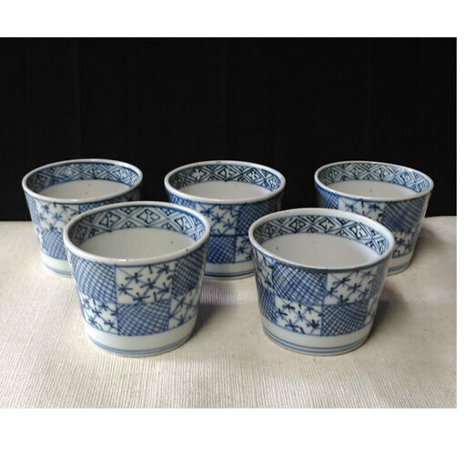 c144 古伊万里 染付 そばちょこ 5客 蕎麦猪口