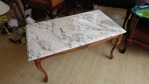 アンティークテーブル 猫脚　猫足　レトロテーブル☆大理石テーブル センターテーブル☆86×48.5×44☆配達可能 買取帝国 朝霞店