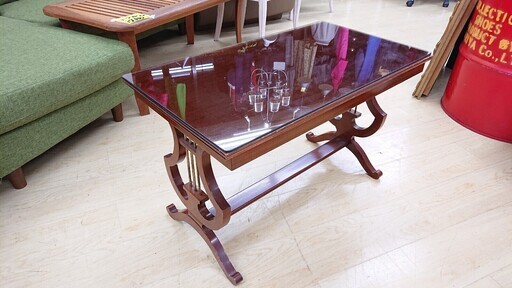 アンティーク家具 レトロ家具☆ギターテーブル　チェロテーブル　デザインテーブル☆80×43×50☆配達可能 買取帝国 朝霞店