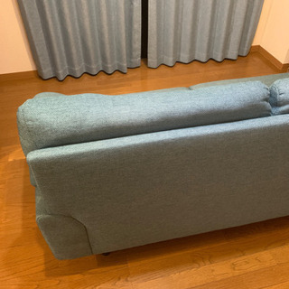 ニトリ 3人掛けソファ ターコイズブルーの画像