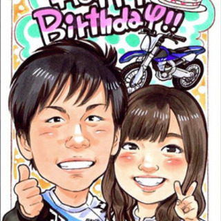 入籍祝いで似顔絵描いて♪