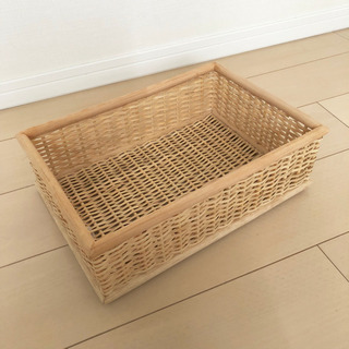 【受渡し決定】無印良品 重なるブリ材 長方形バスケット 中の画像