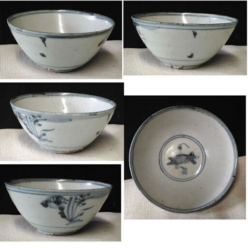 c149 中国陶器 唐物 染付 鉢 茶碗 中国古玩 木箱入り