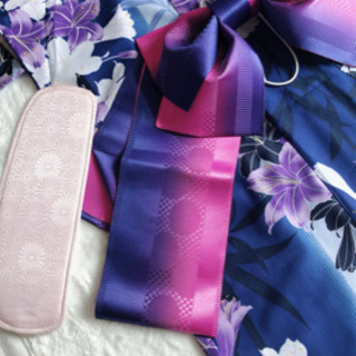 未使用の浴衣👘💙【帯付き】の画像