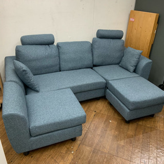 【展示品★未使用】3人掛カウチソファ  オットマン付き