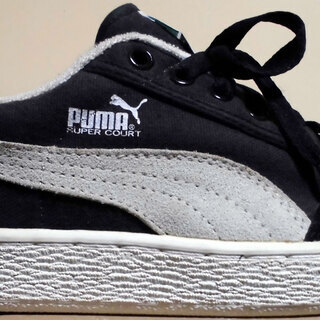 新品未使用 レア◆プーマ スーパーコート キャンバス オリジナル/PUMA SUPER COURT /7.5/ブラック×ホワイト◆絶版 デッドストック の画像