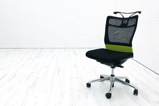 フィーゴチェア 中古 オカムラ フィーゴ メッシュチェア グリーン シームレス 肘無 中古オフィス家具 OAチェア