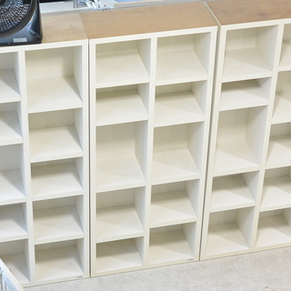 5段2列 白い本棚/小物棚 ホワイト 木製棚 高さ180cm×幅...