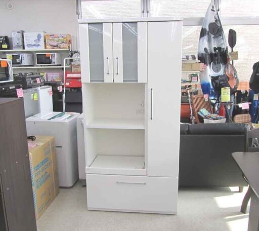 食器棚 レンジボード 家電ボード キッチンボード 白 エナメル ホワイト ☆ PayPay(ペイペイ)決済可能 ☆ 札幌市 北区 屯田