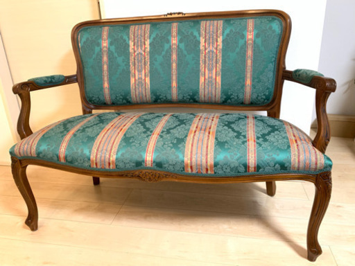 松坂屋購入 アンティーク 2人掛け ソファ 猫足 2シーターソファ 引取限定